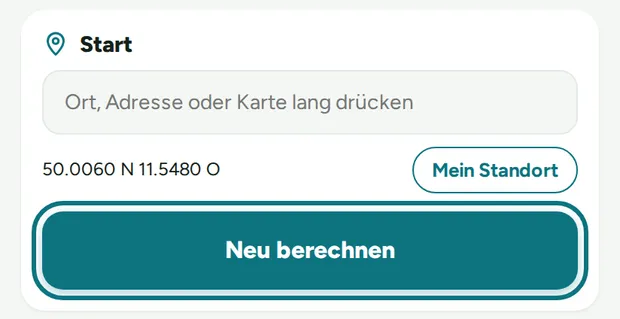 Nach Änderung der Verkehrswahl: Neu berechnen.