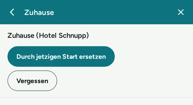 Ist ein Zuhause gemerkt, kannst du es ersetzen oder vergessen.